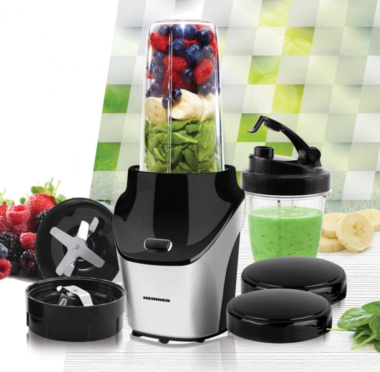 Blender sport Heinner, 1000W, 1L/0.45L, negru - imagine 6